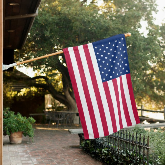 Patriotic American United States Monogrammed USA House Flag (In SItu)