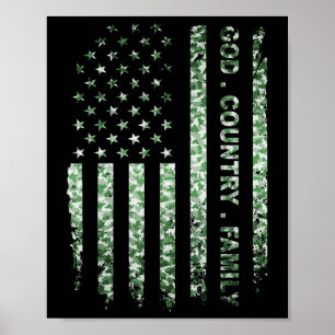 Patriotic American Us Flag God Family Country Poster