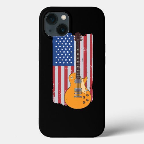 Patriotic American US Flag Guitar Guitarist Bassis iPhone 13 Case