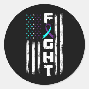 Patriotic American Us Flag Suicide Prevention Awar Classic Round Sticker