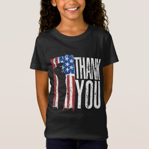 Patriotic American US Flag Thank You Veterans Day T_Shirt