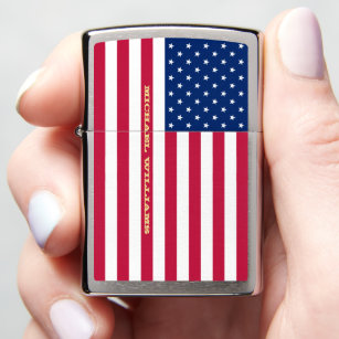 Patriotic American USA America Flag Monogrammed Zippo Lighter
