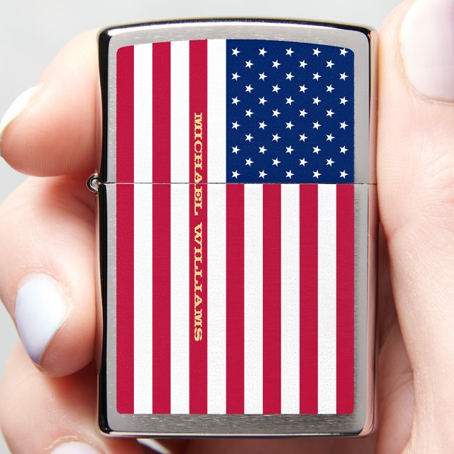 Patriotic American USA America Flag Monogrammed Zippo Lighter (Patriotic American USA America Flag Monogrammed Zippo Lighter)