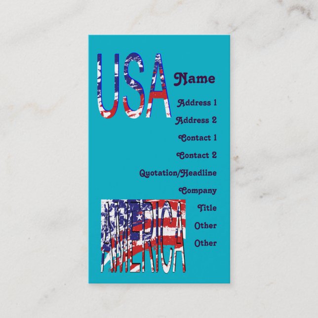 Patriotic American USA Create Your Own Business Card (Front)