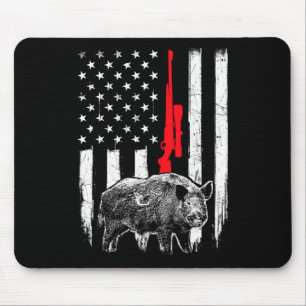 Patriotic American Usa Flag - Boar Hunting Wild Ho Mouse Pad