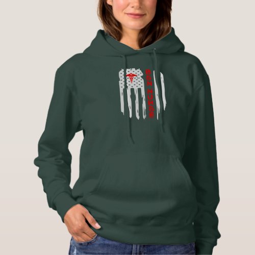 Patriotic American USA Flag BSN Nurse Caduceus RN Hoodie