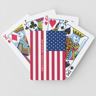 Patriotic American USA Flag Monogrammed Poker Game Bicycle Playing Cards