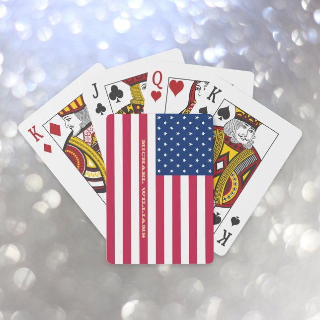 Patriotic American USA Flag Monogrammed Poker Game Poker Cards (Patriotic American USA Flag Monogrammed Poker Game Playing Cards)
