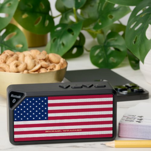 Patriotic American USA Flag Personalized Monogram Bluetooth Speaker