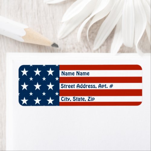 Patriotic American  USA Stars  Stripes Flag Label