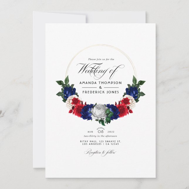 Patriotic American USA Wedding Photo Invitation (Front)