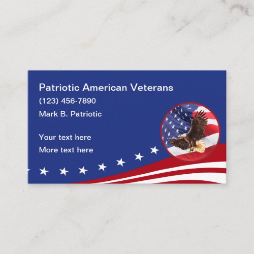 Patriotic American Veterans Who Served Business Card
