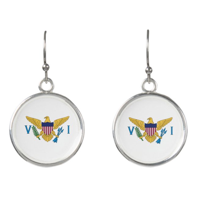 Patriotic American Virgin Islands Flag Earrings (Front)