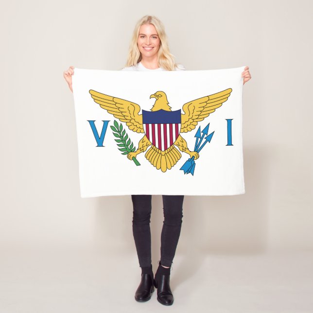 Patriotic American Virgin Islands Flag Fleece Blanket (In Situ)
