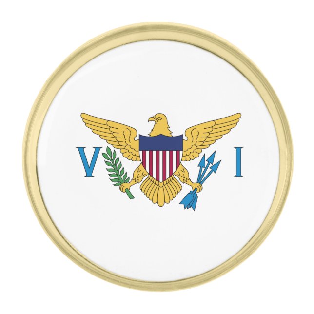 Patriotic American Virgin Islands Flag Gold Finish Lapel Pin (Front)