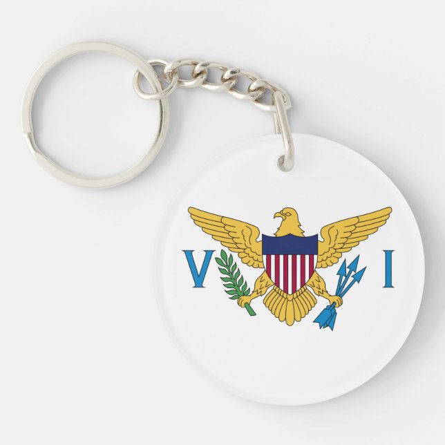 Patriotic American Virgin Islands Flag Keychain (Front)