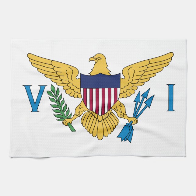 Patriotic American Virgin Islands Flag Kitchen Towel (Horizontal)