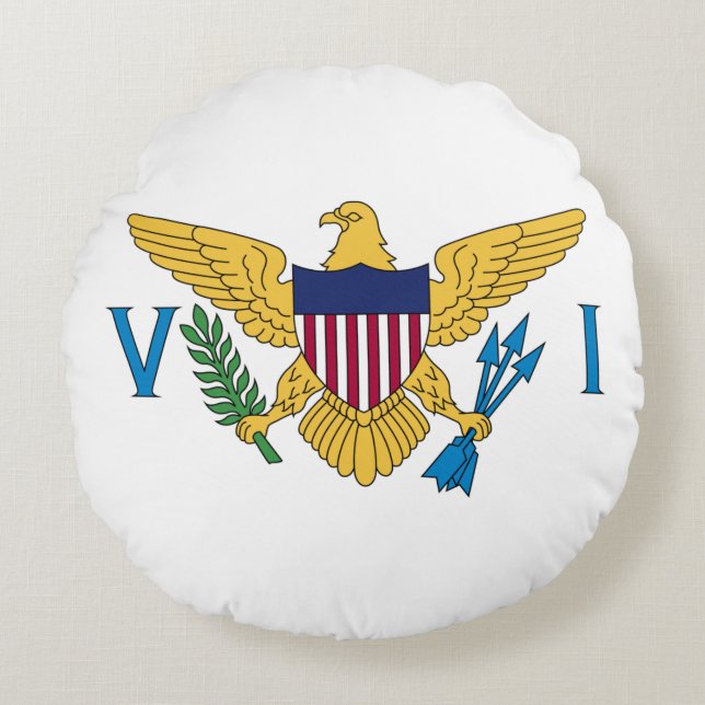 Patriotic American Virgin Islands Flag Round Pillow (Front)