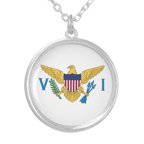 Patriotic American Virgin Islands Flag Silver Plat Silver Plated Necklace