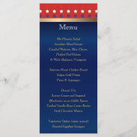 Patriotic American Wedding - Menu