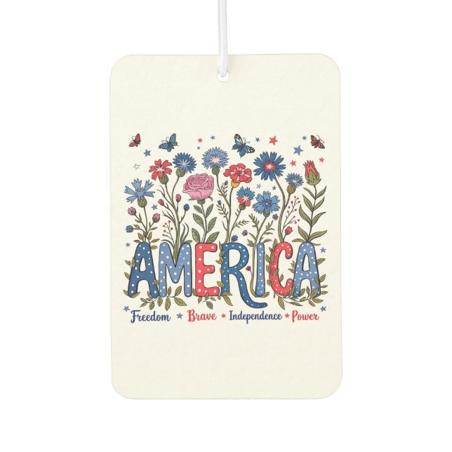 Patriotic American Wildflowers Fourth of July USA Air Freshener (Front)