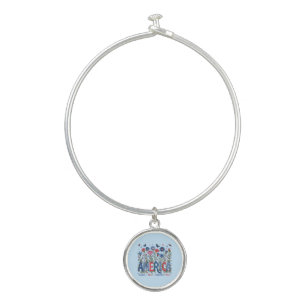 Patriotic American Wildflowers Fourth of July USA Bangle Bracelet