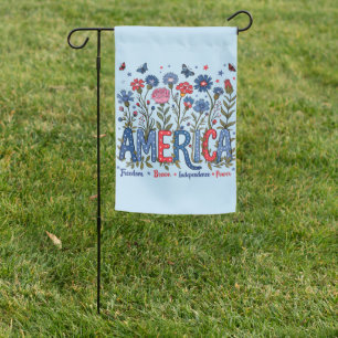 Patriotic American Wildflowers Fourth of July USA Garden Flag
