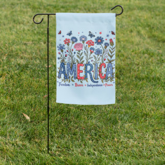 Patriotic American Wildflowers Fourth of July USA Garden Flag