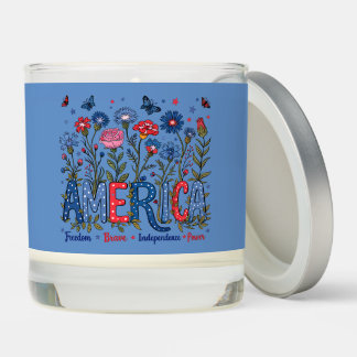 Patriotic American Wildflowers Fourth of July USA Scented Candle