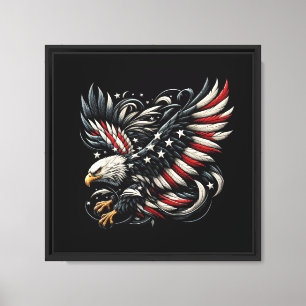Patriotic American With Eagle And USA Flag Canvas Print