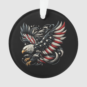 Patriotic American With Eagle And USA Flag Ornament