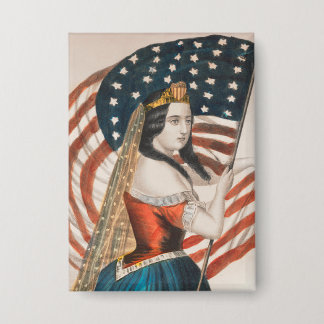 Patriotic American Woman | American Flag | 250 USA Button