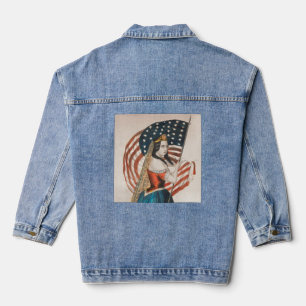 Patriotic American Woman   American Flag   250 USA Denim Jacket
