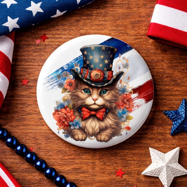 Patriotic Americana Cat Button (Creator Uploaded)