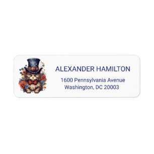 Patriotic Americana Cat Return Address Label