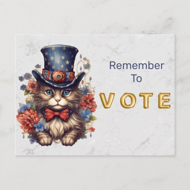 Patriotic Americana Cat Vote Postcard (Front)