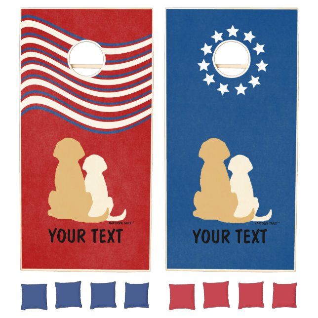 Patriotic Americana Golden Retriever Cornhole Set (Set)