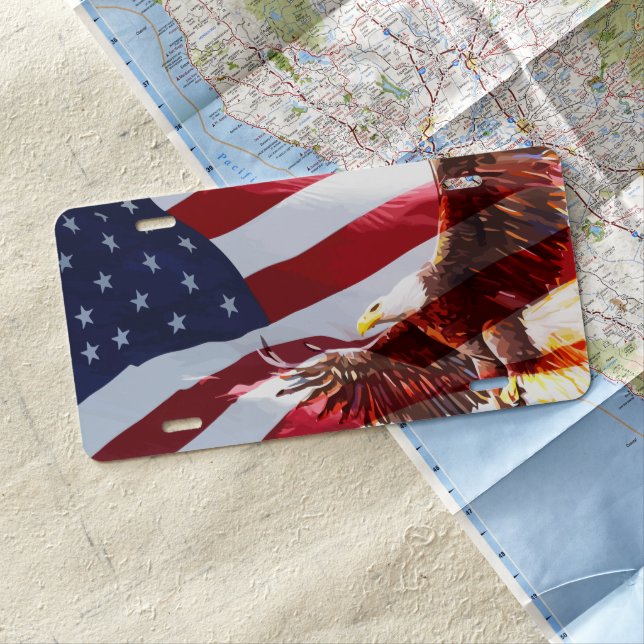 Patriotic Americana Theme License Plate (In Situ)