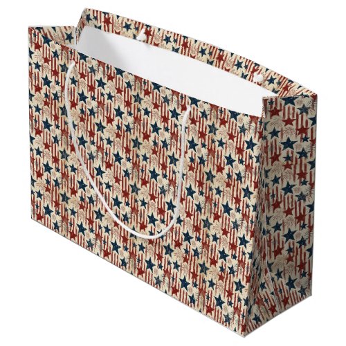Patriotic Americana USA Fireworks Stars 4th July Large Gift Bag
