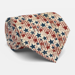Patriotic Americana USA Fireworks Stars 4th July Neck Tie