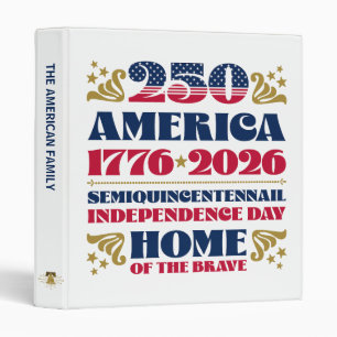 Patriotic America's 250th Anniversary 2026 3 Ring Binder