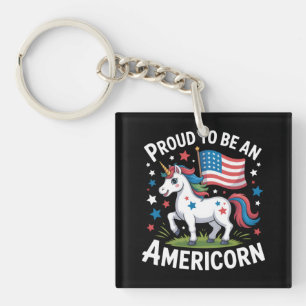 Patriotic Americorn Unicorn 4th of July Patriotic Keychain