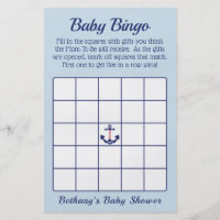 Patriotic Anchor Boy Baby Shower Bingo Game Flyer