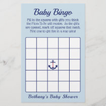 Patriotic Anchor Boy Baby Shower Bingo Game Flyer