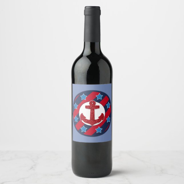 Patriotic Anchor | Nautical Labels | Stars (Front)