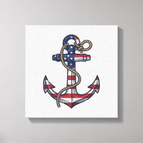 Patriotic Anchor Vintage Vector Design_1 Canvas Print