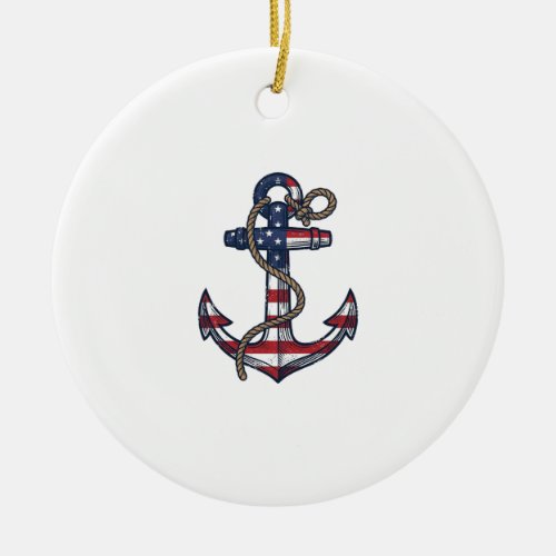 Patriotic Anchor Vintage Vector Design_1 Ceramic Ornament