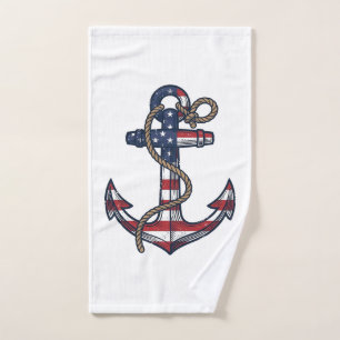 Patriotic Anchor Vintage Vector Design_1 Hand Towel