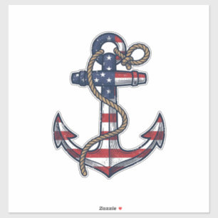 Patriotic Anchor Vintage Vector Design_1 Sticker
