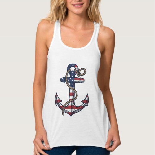 Patriotic Anchor Vintage Vector Design_1 Tank Top